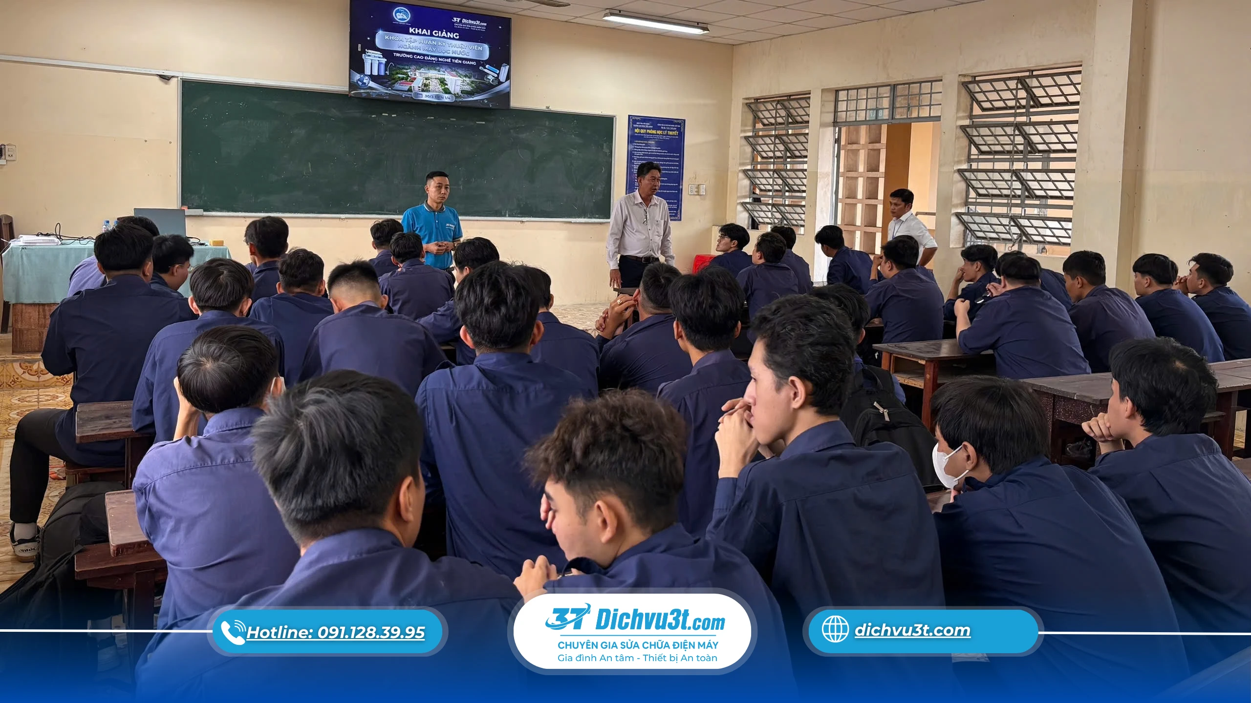 Dịch vụ 3T tổ chức đào tạo M5 tại Cao đẳng Tiền Giang, sinh viên ngành điện lạnh tiếp cận môi trường làm việc thực tế