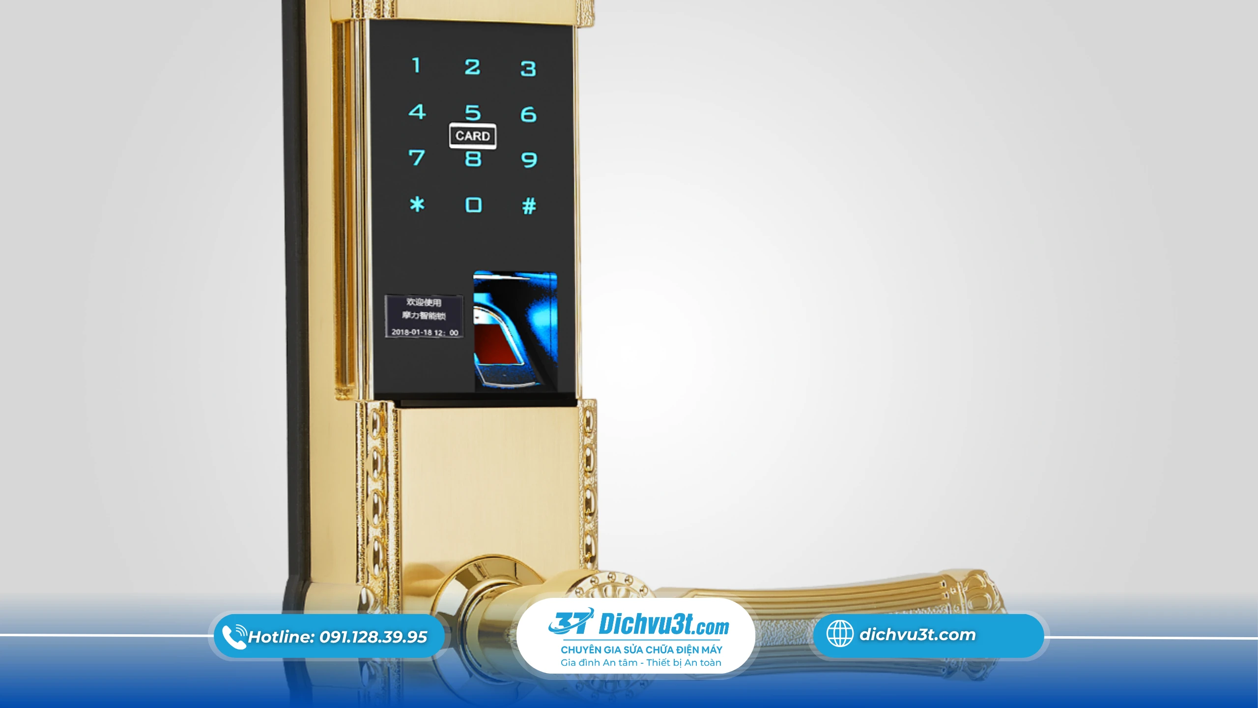 Thiết kế 2: Khoá thông minh màu vàng đồng – đẳng cấp và cổ điển