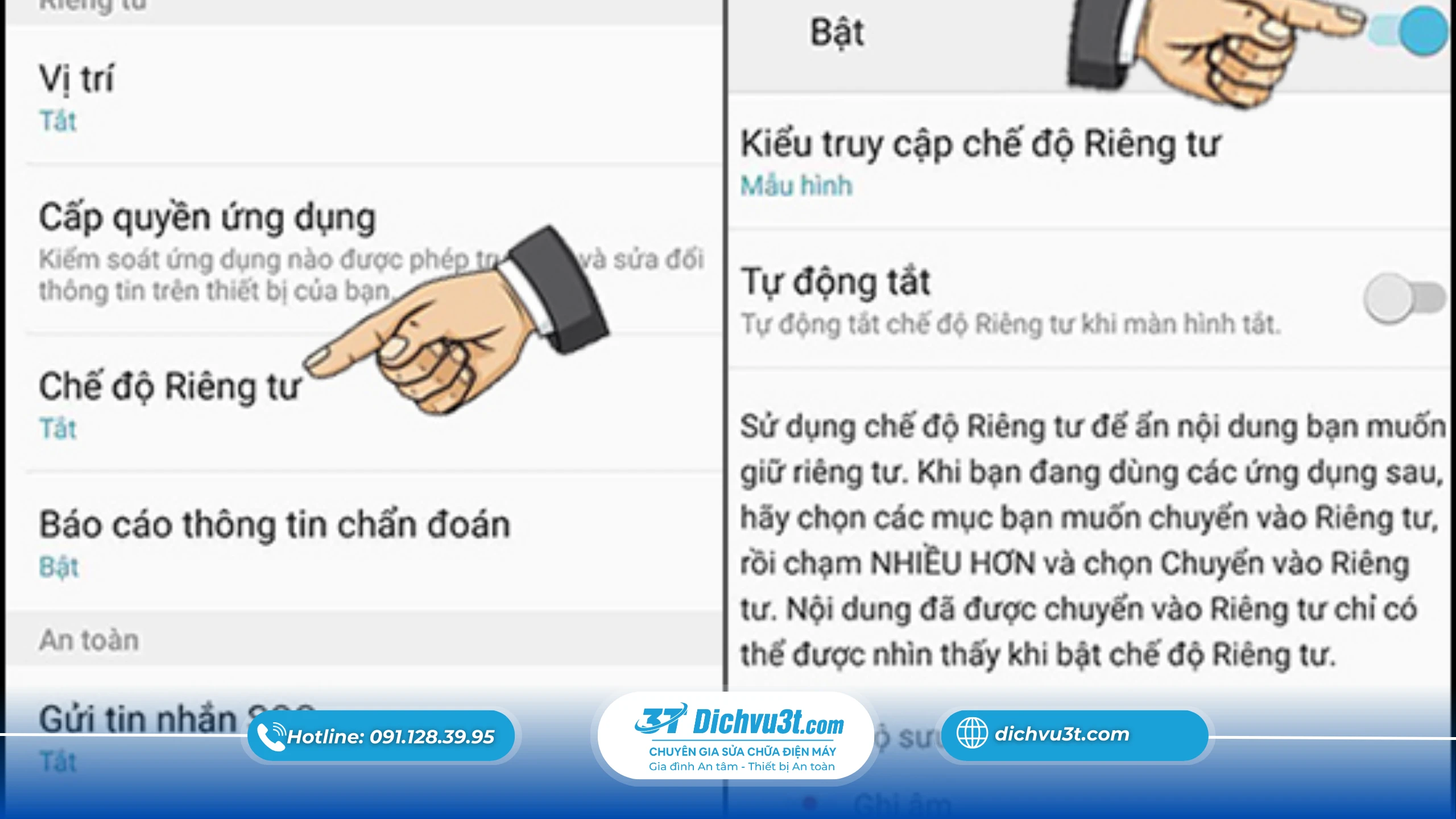 Cách bật chế độ riêng tư trên điện thoại Samsung đơn giản