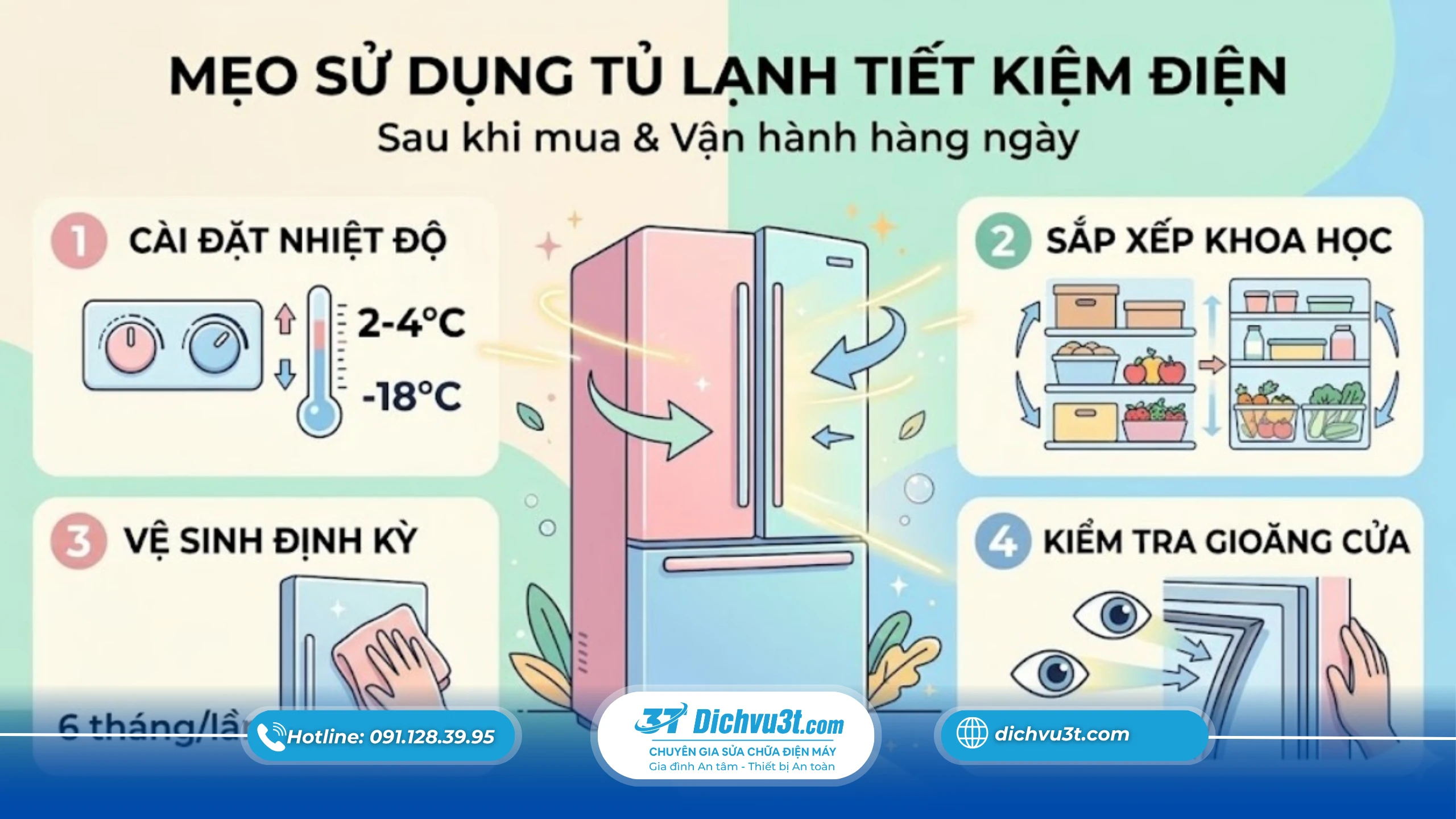 3 mẹo tiết kiệm điện trong 10 giây cho tủ lạnh – Dichvu3t.com
