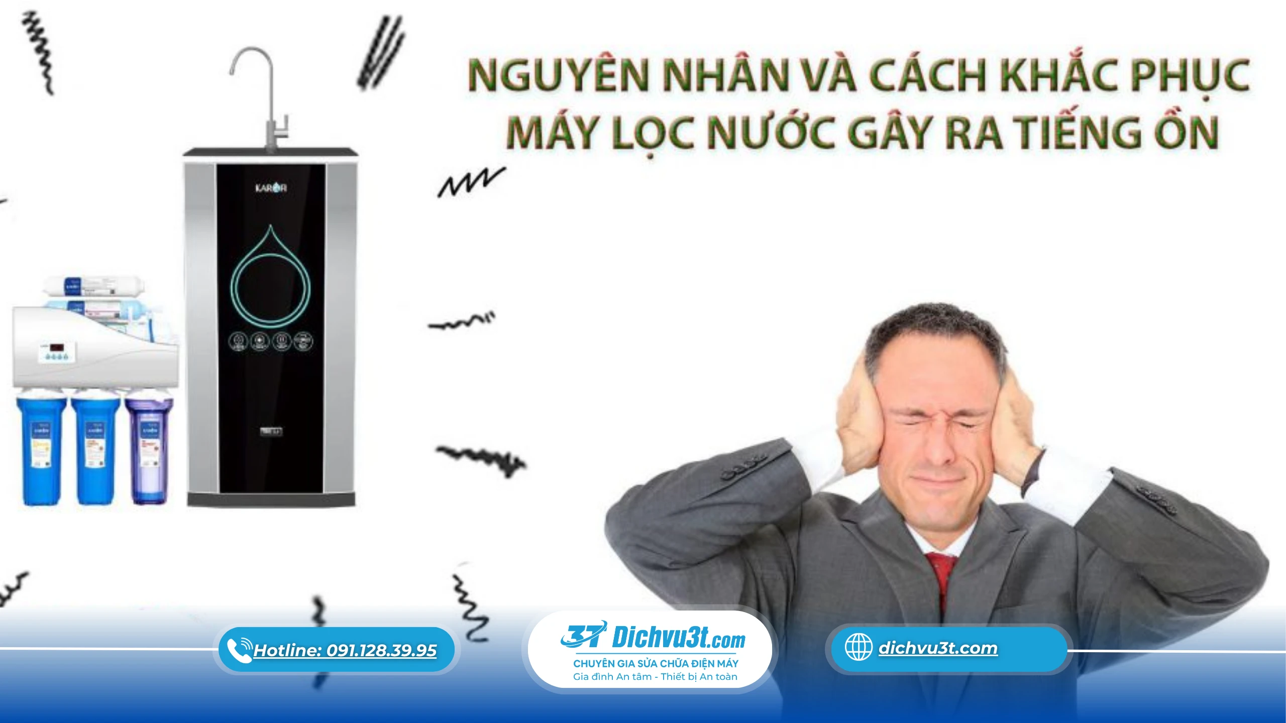 máy lọc nước kêu to, máy lọc nước phát ra tiếng ồn, sửa máy lọc nước, Dịch Vụ 3T