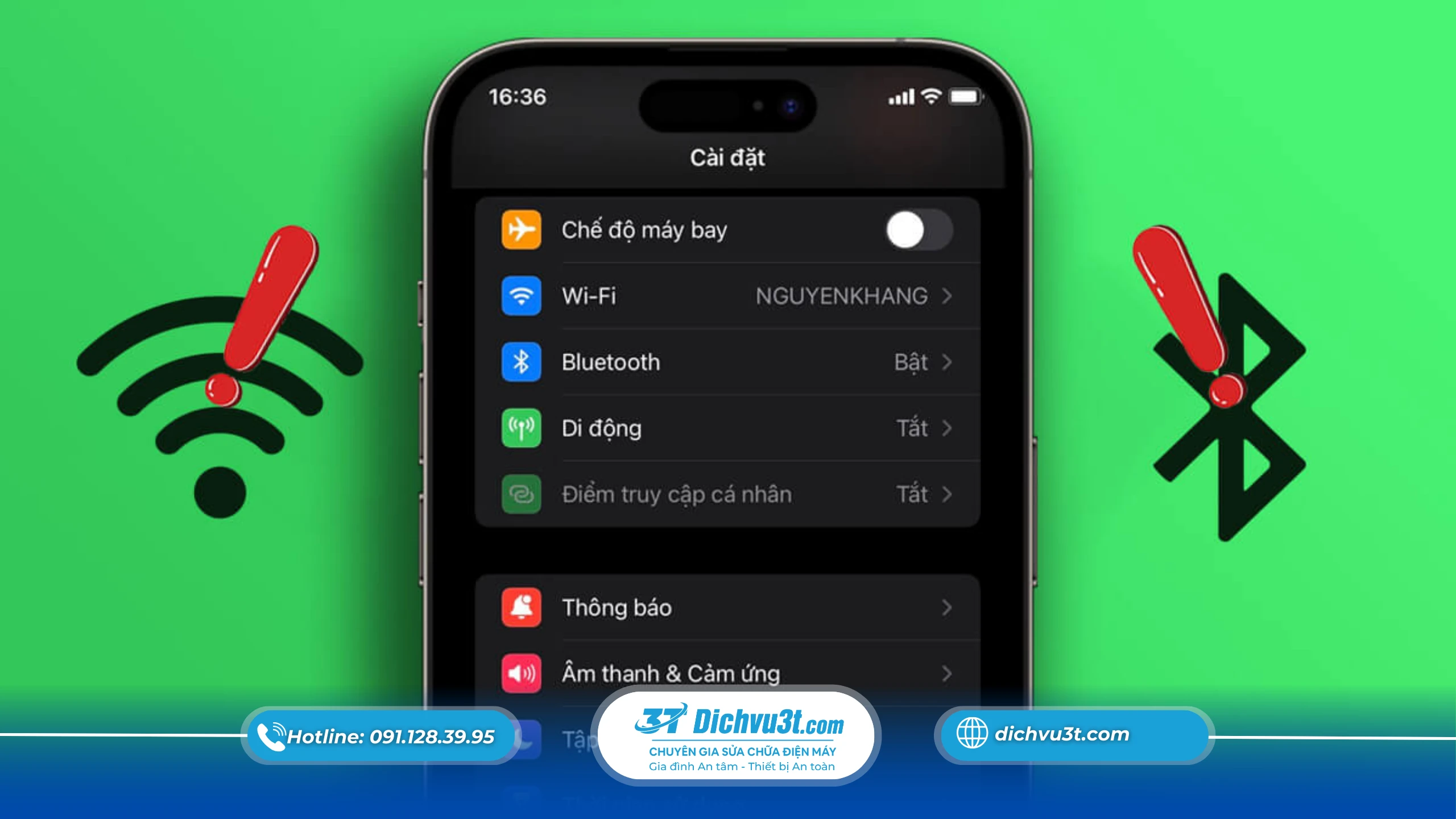 Dịch vụ sửa lỗi wifi bluetooth điện thoại tại Dichvu3t.com