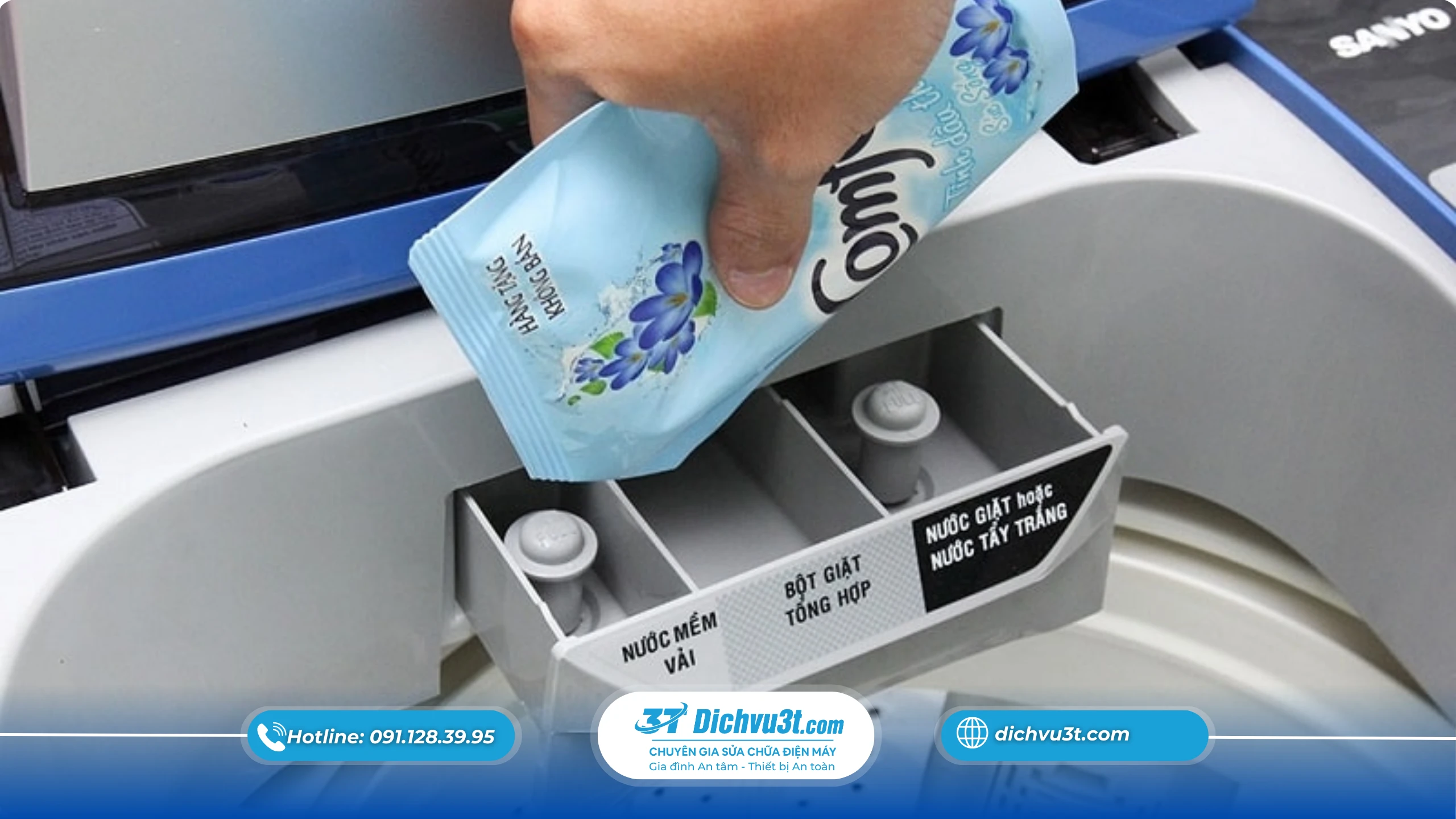 Ngăn chứa bột giặt – nước xả